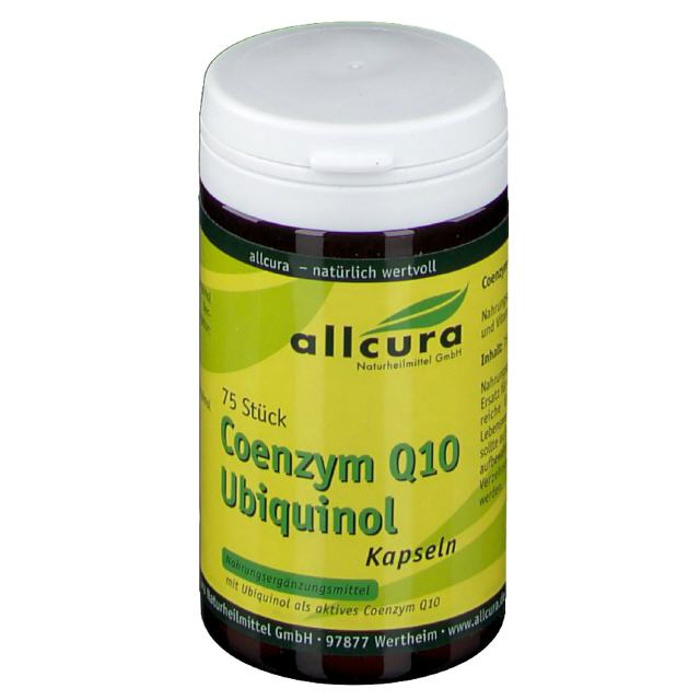 Coenzym Q10 Ubiquinol 100 mg 75 Kapseln  allcura / aktive, reduzierte Form (Ubiquinol)