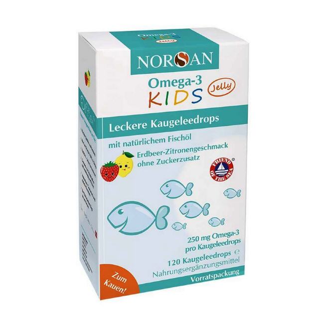 Omega-3 FISK Jelly 120 Kaugeleedrops für Kinder NORSAN