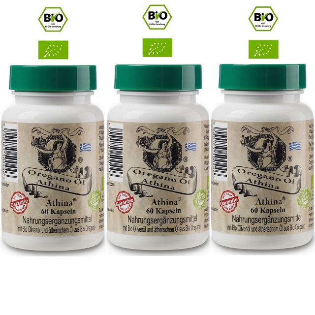 3 x Bio Oregano-Öl 60 vegane Kapseln  Athina®